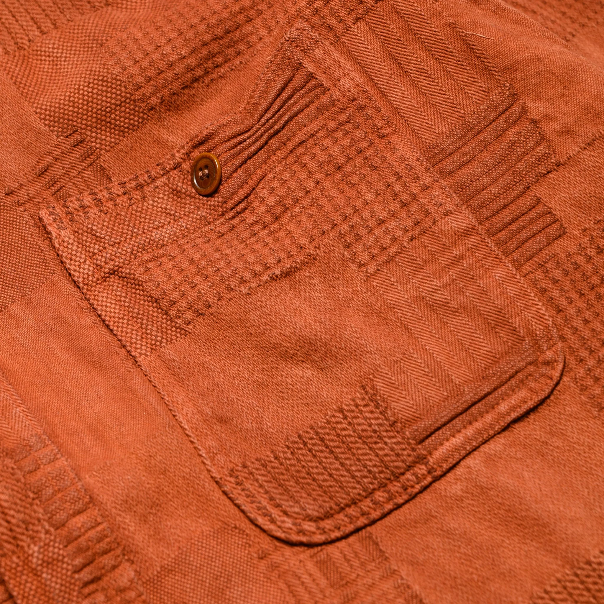 5717 "Amami Dorozome" Boro Jacquard Shirt - Brown - Image 5