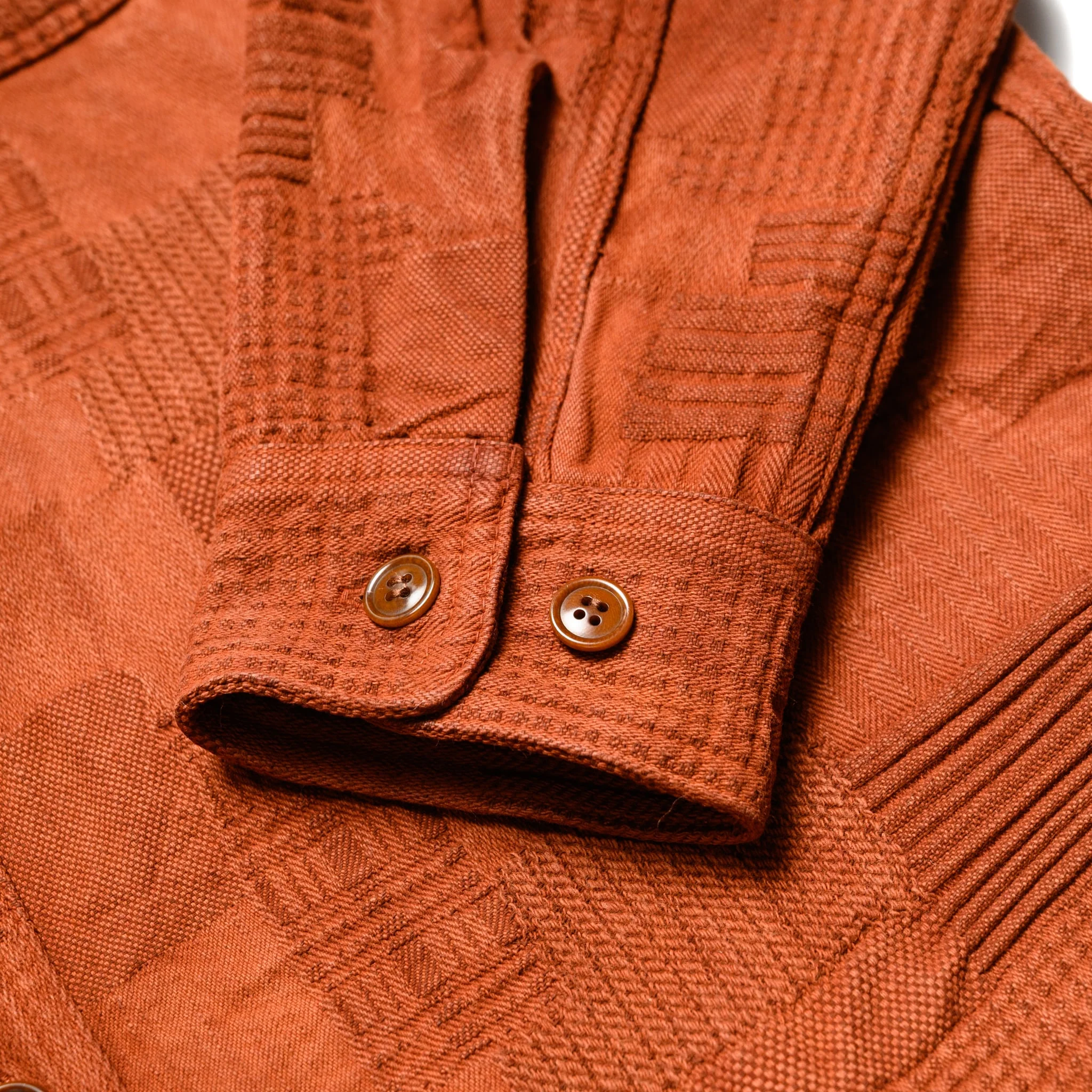 5717 "Amami Dorozome" Boro Jacquard Shirt - Brown - Image 7