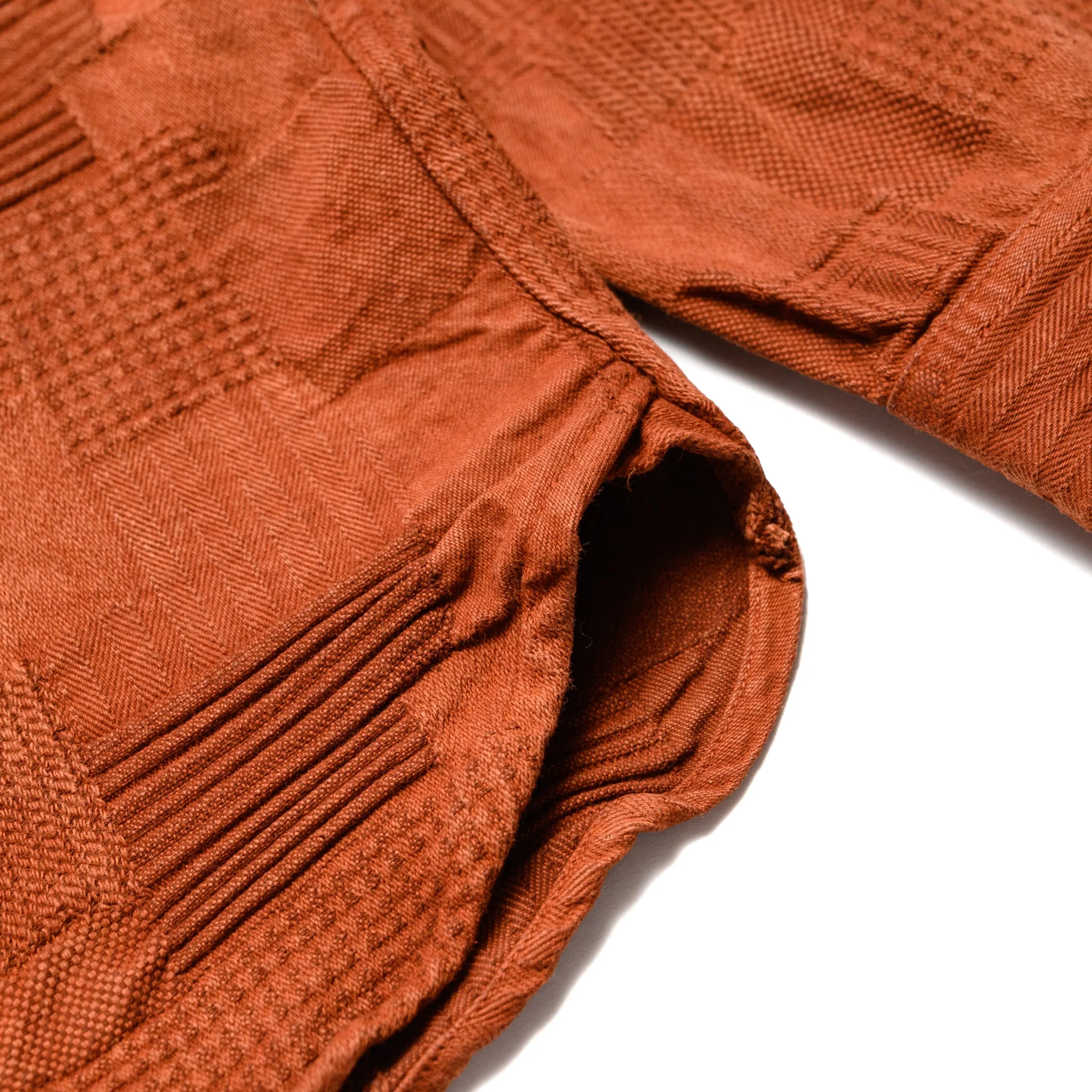 5717 "Amami Dorozome" Boro Jacquard Shirt - Brown - Image 8