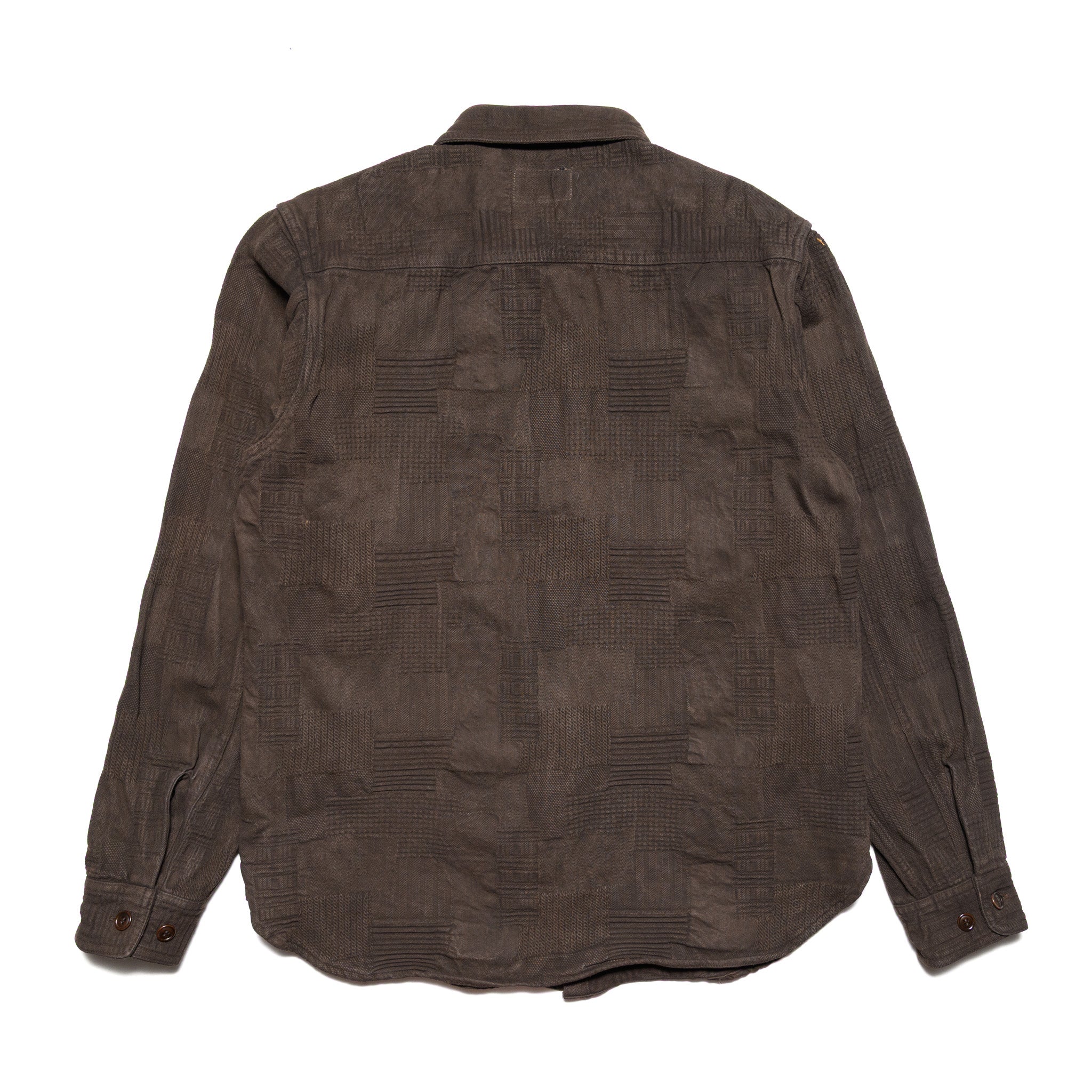 5717 "Amami Dorozome" Boro Jacquard Shirt - Dark Brown - Image 2