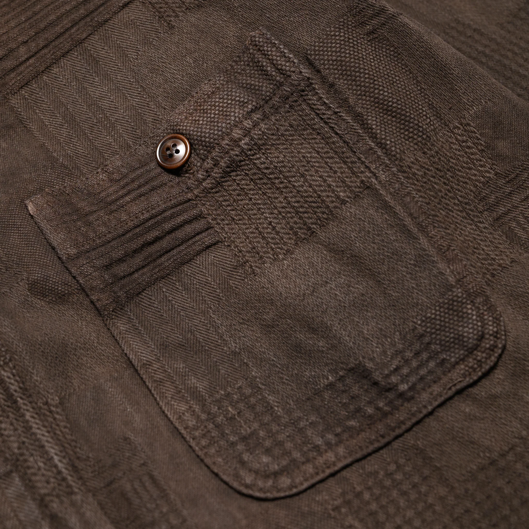 5717 "Amami Dorozome" Boro Jacquard Shirt - Dark Brown - Image 5