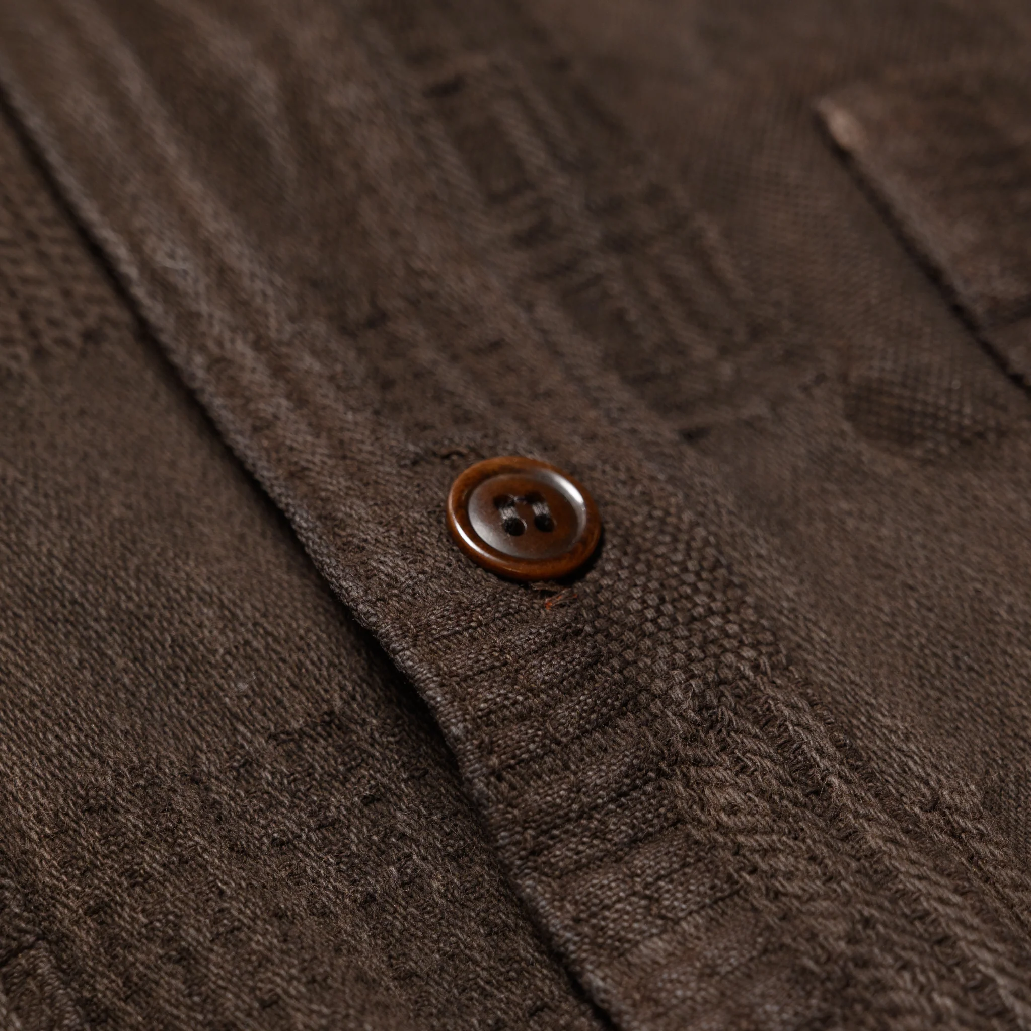 5717 "Amami Dorozome" Boro Jacquard Shirt - Dark Brown - Image 6