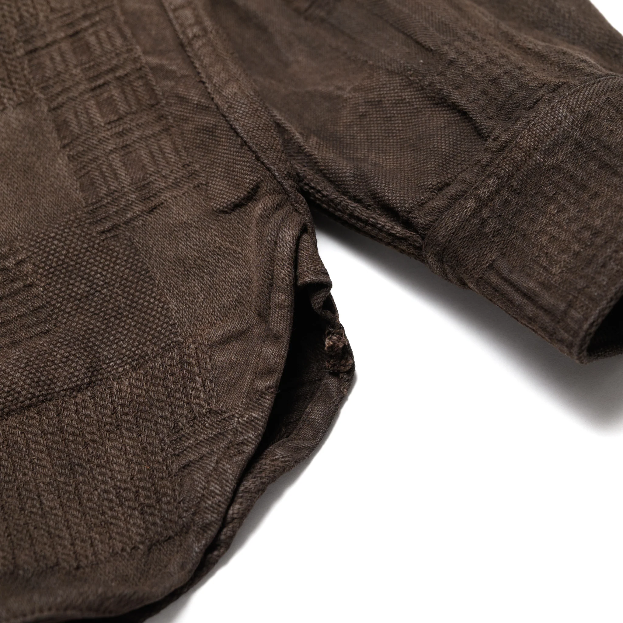 5717 "Amami Dorozome" Boro Jacquard Shirt - Dark Brown - Image 8