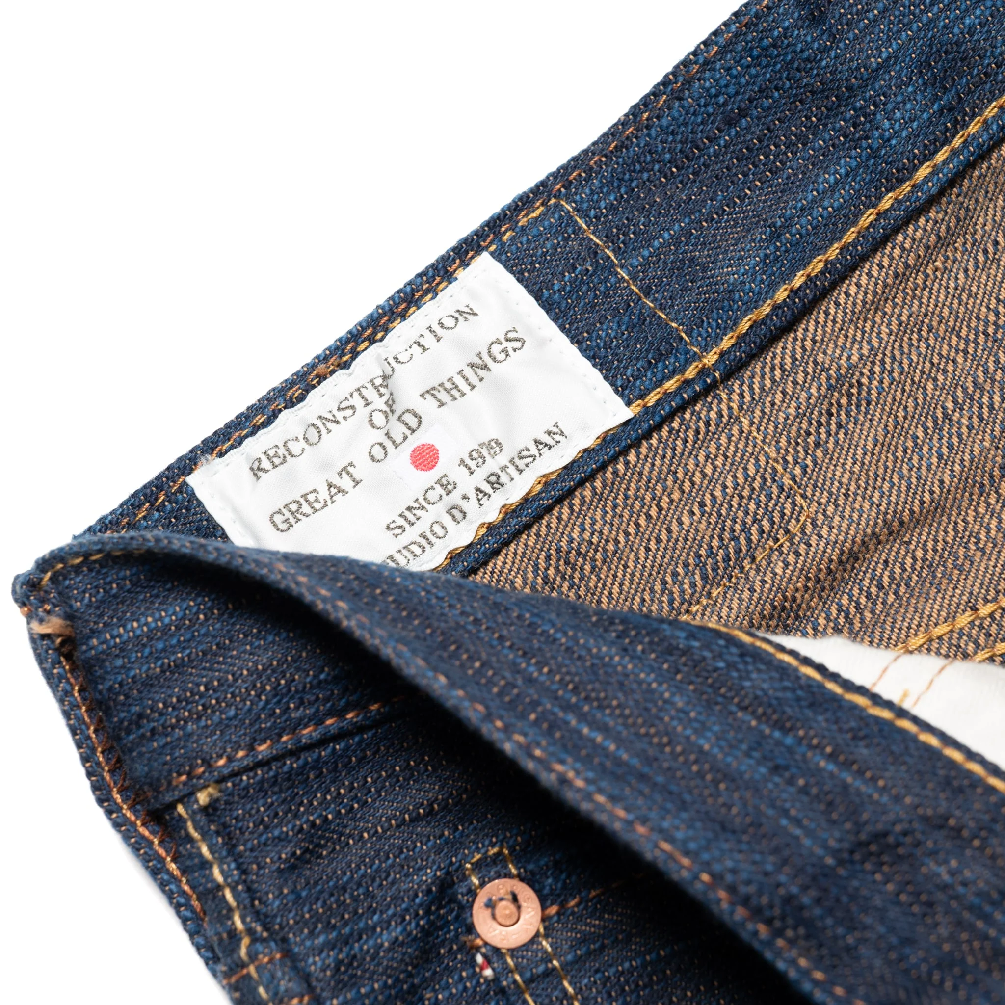 D1905S "Awa Sho-ai Kakishibu" 15oz Natural Indigo Kakishibu Selvedge Denim Regular Straight - Image 10