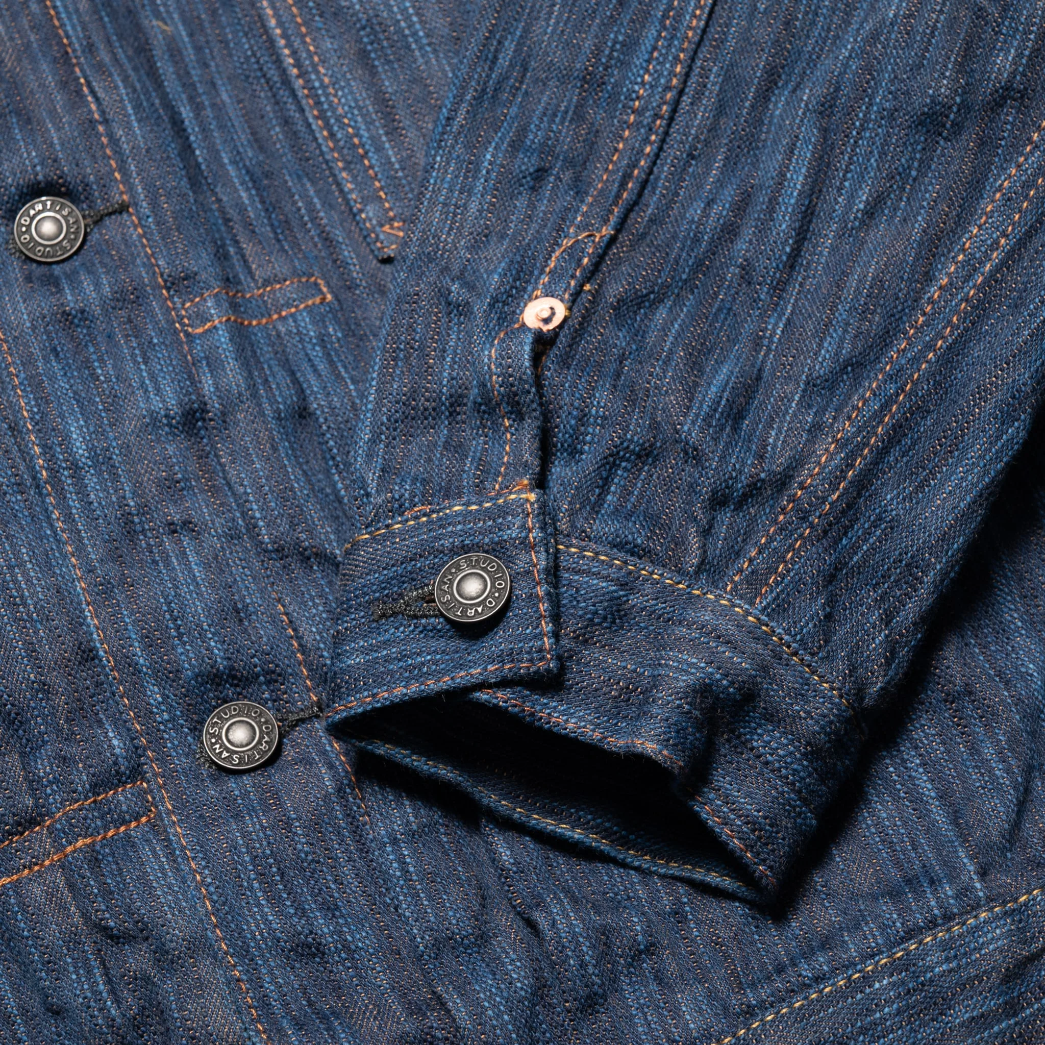 D4615 "Awa Sho-ai Kakishibu" 15oz Natural Indigo Kakishibu Selvedge Denim Type 2 Jacket - Image 10