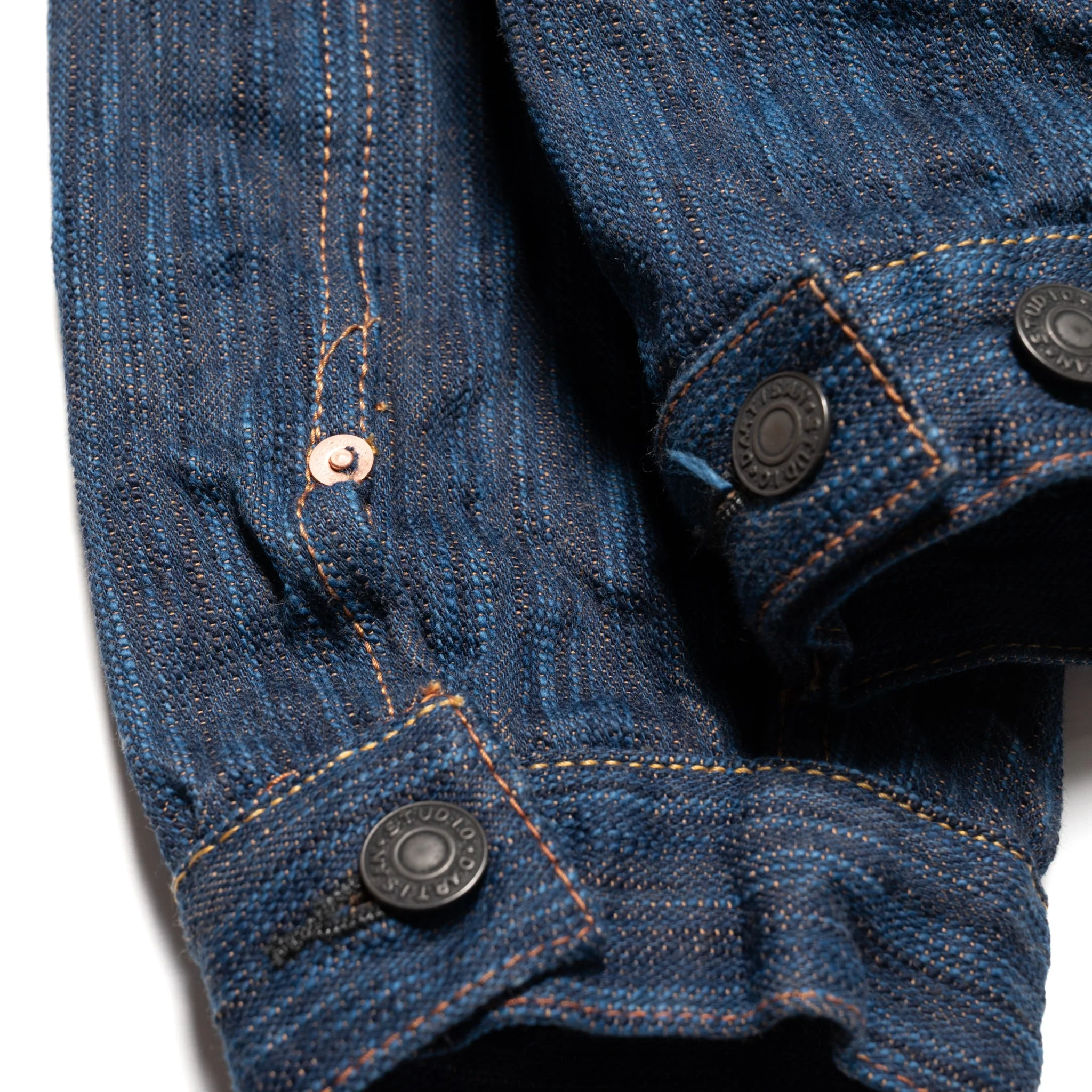 D4615 "Awa Sho-ai Kakishibu" 15oz Natural Indigo Kakishibu Selvedge Denim Type 2 Jacket - Image 13