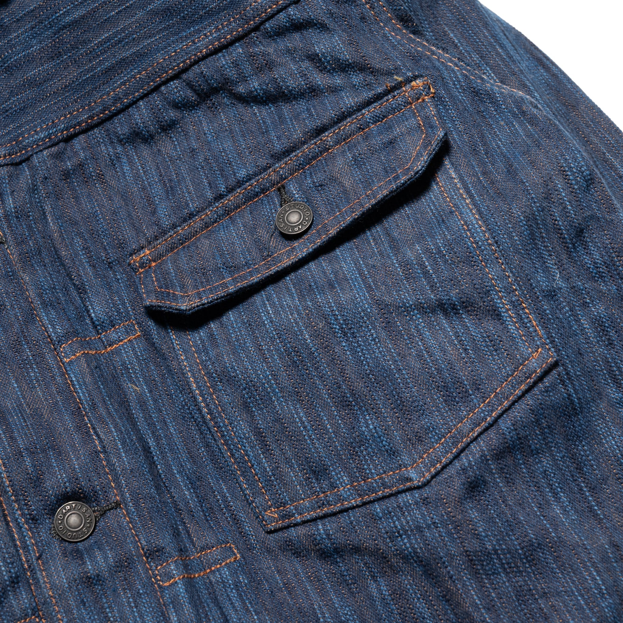 D4615 "Awa Sho-ai Kakishibu" 15oz Natural Indigo Kakishibu Selvedge Denim Type 2 Jacket - Image 6