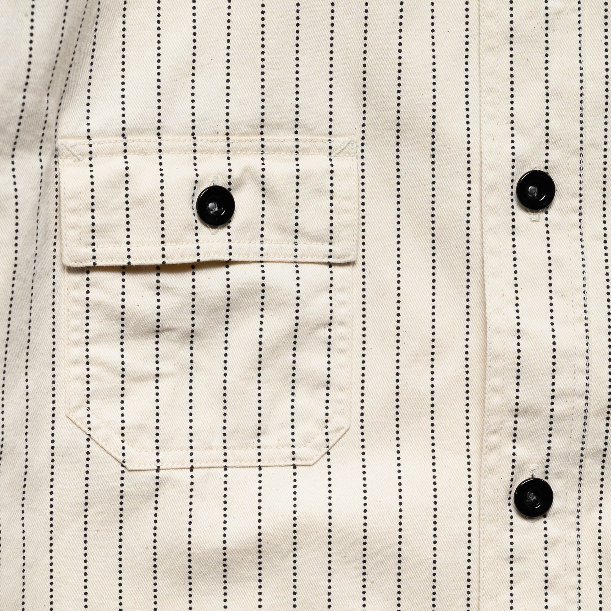 Fiction Romance SC27076 8.5oz White Wabash Stripe Work Shirt - Image 4