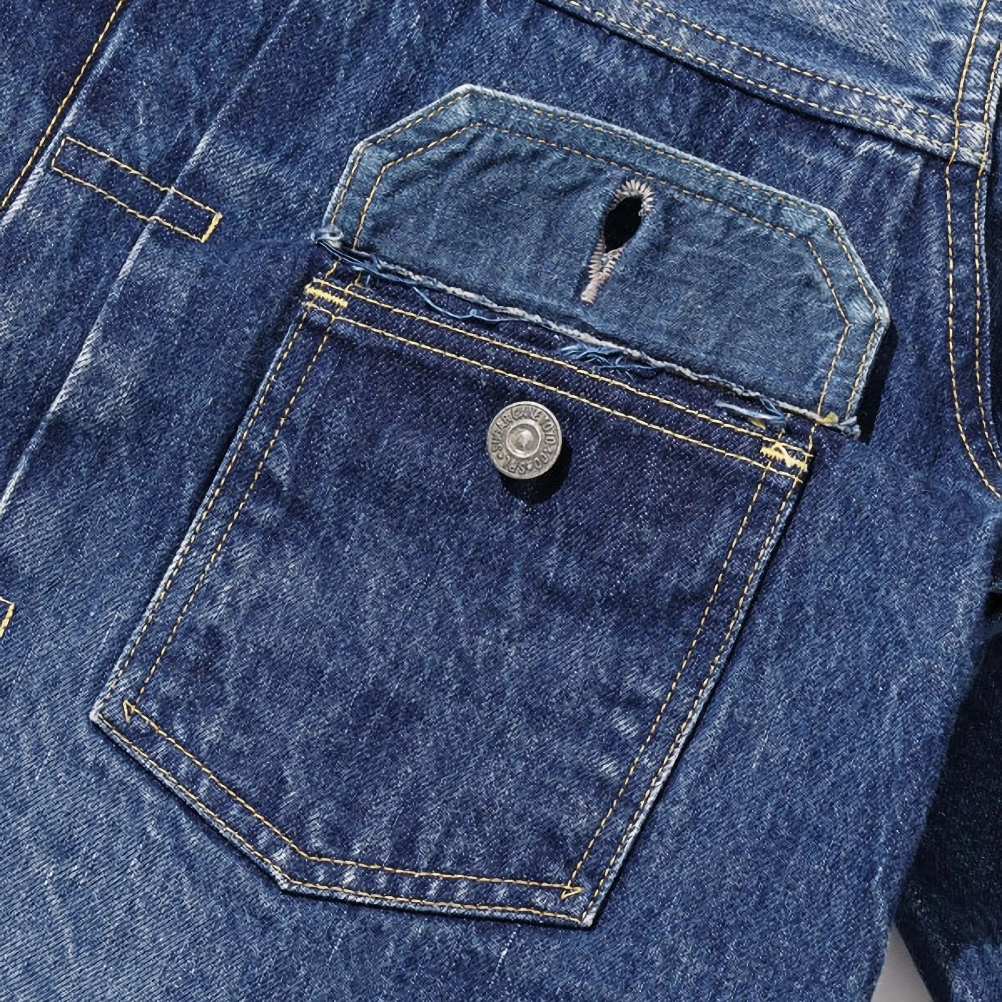 SC11953SW 14.25oz Selvedge Denim 1953 Type II Jacket Aged Model - Image 7
