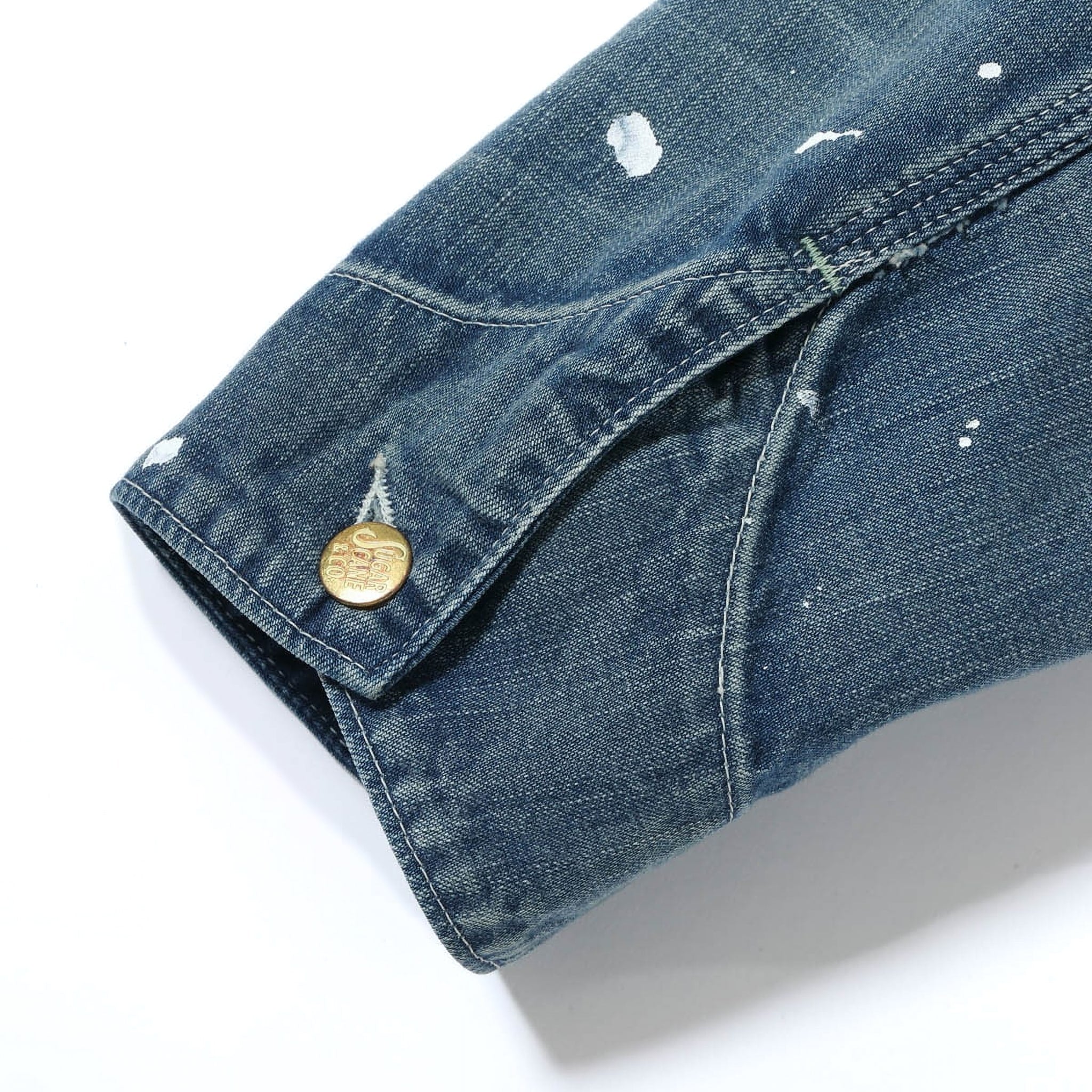 SC15708 11oz Blue Denim Work Coat Aged Model - Image 12