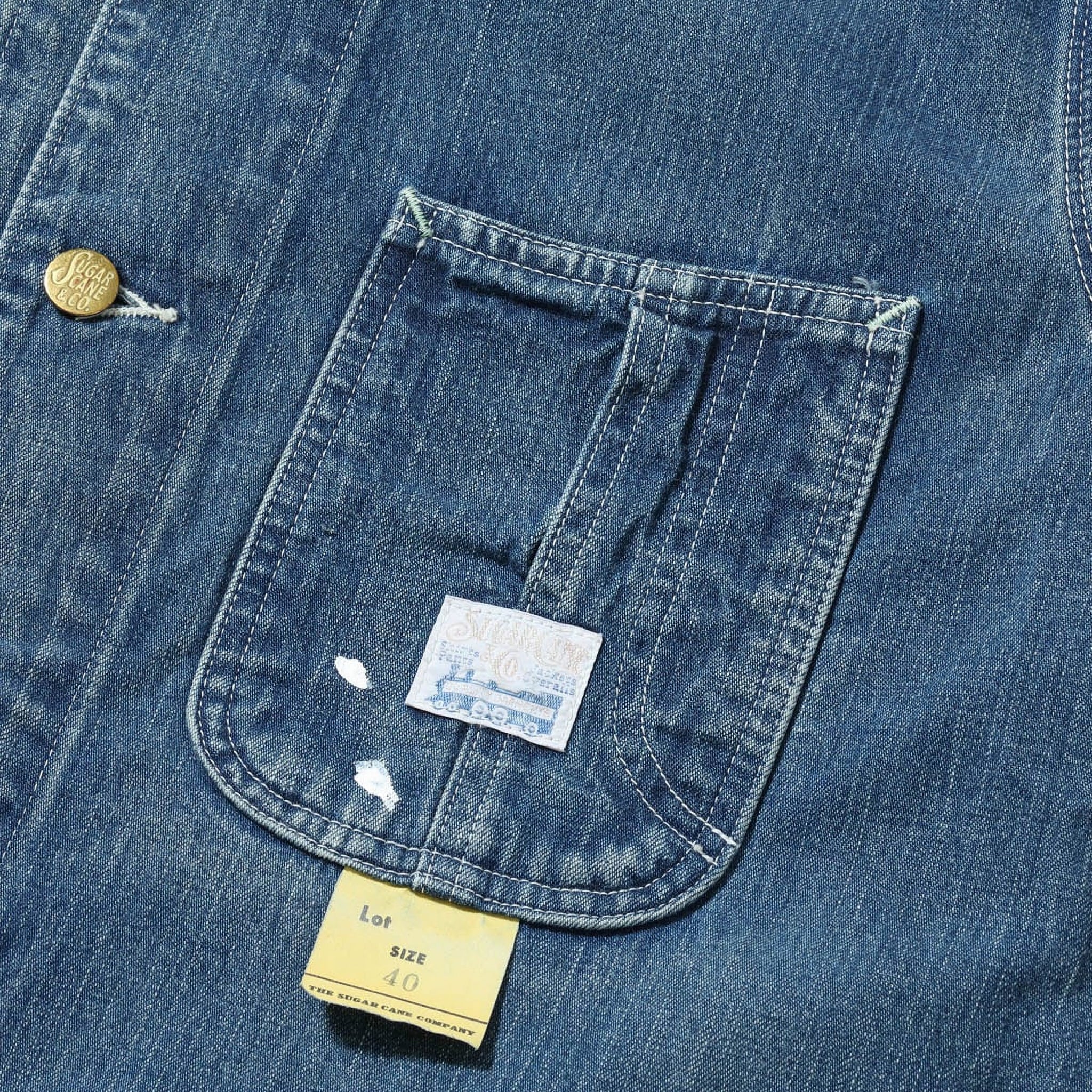 SC15708 11oz Blue Denim Work Coat Aged Model - Image 7