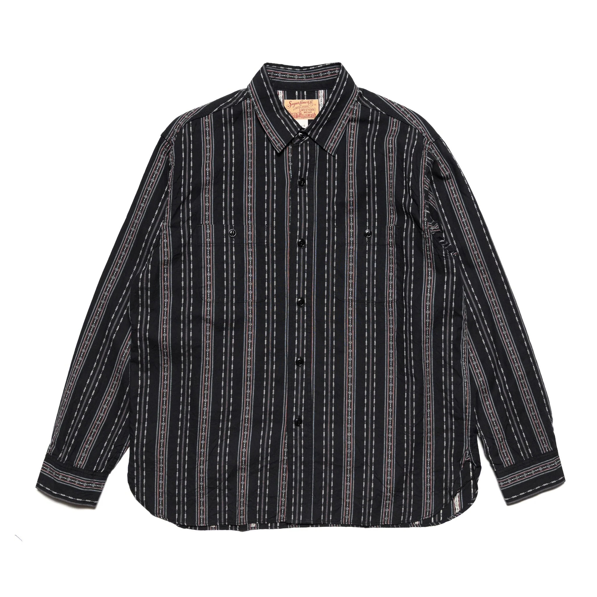 SC29462 Southwestern Dobby Stripe LS Work Shirt - Black