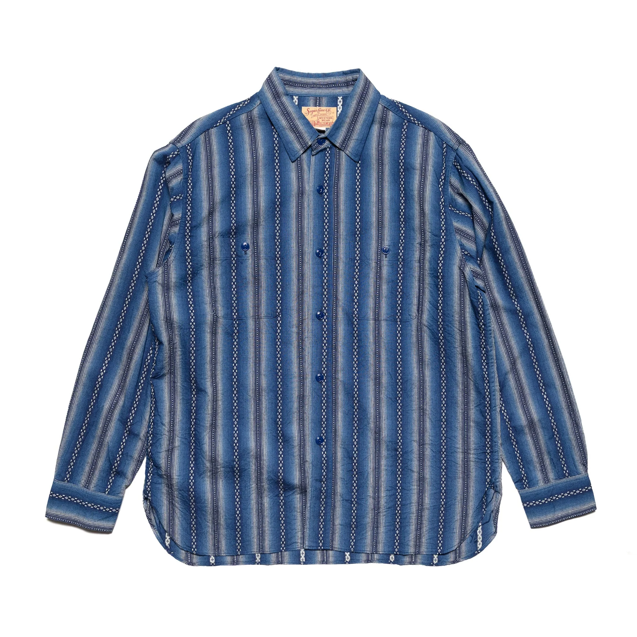 SC29462 Southwestern Dobby Stripe LS Work Shirt - Navy