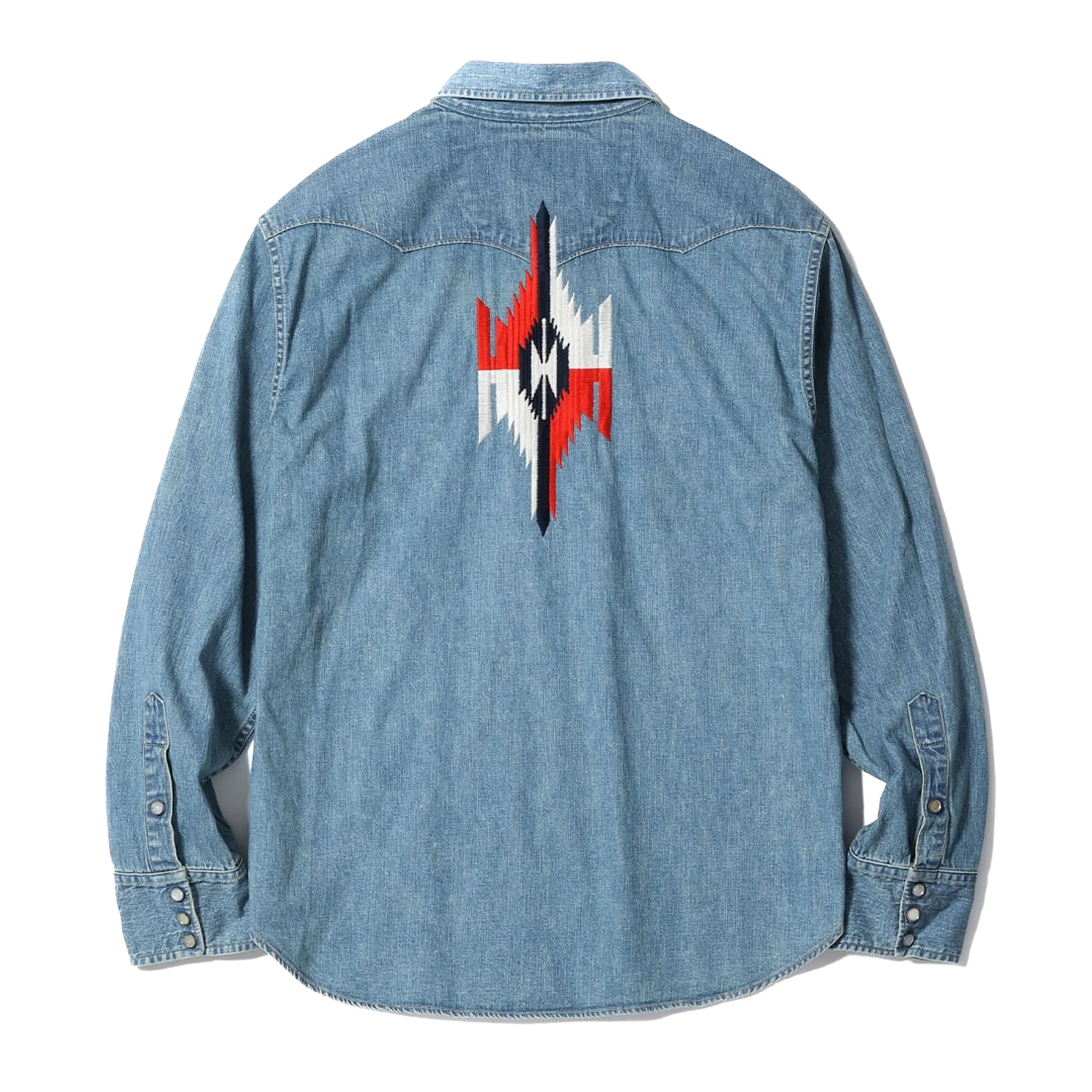 SC29473 Blue Denim Western Shirt Aged Model Embroidered - Image 2