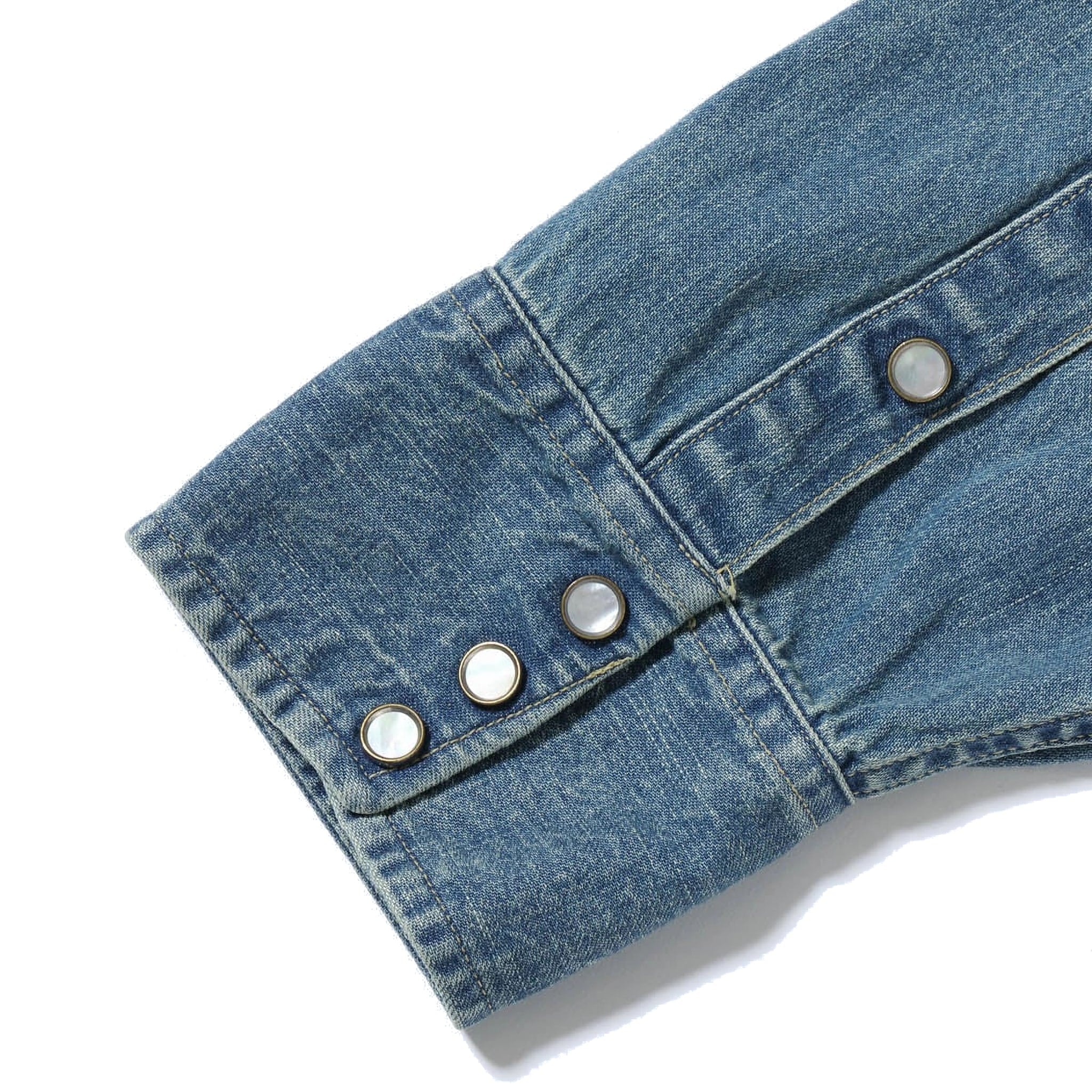 SC29473 Blue Denim Western Shirt Aged Model Embroidered - Image 7