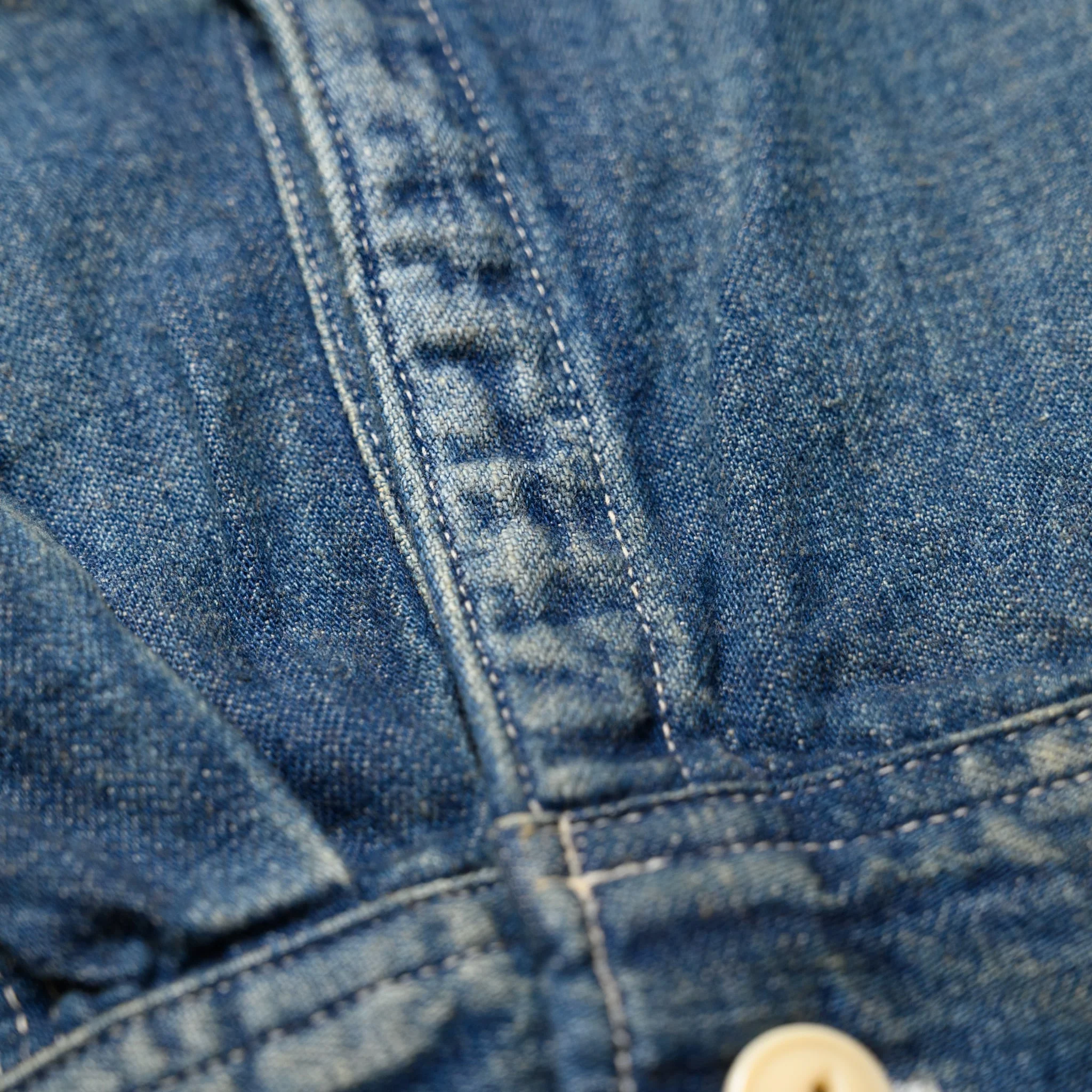 SC29474 Blue Denim Work Shirt Aged Model - Image 16